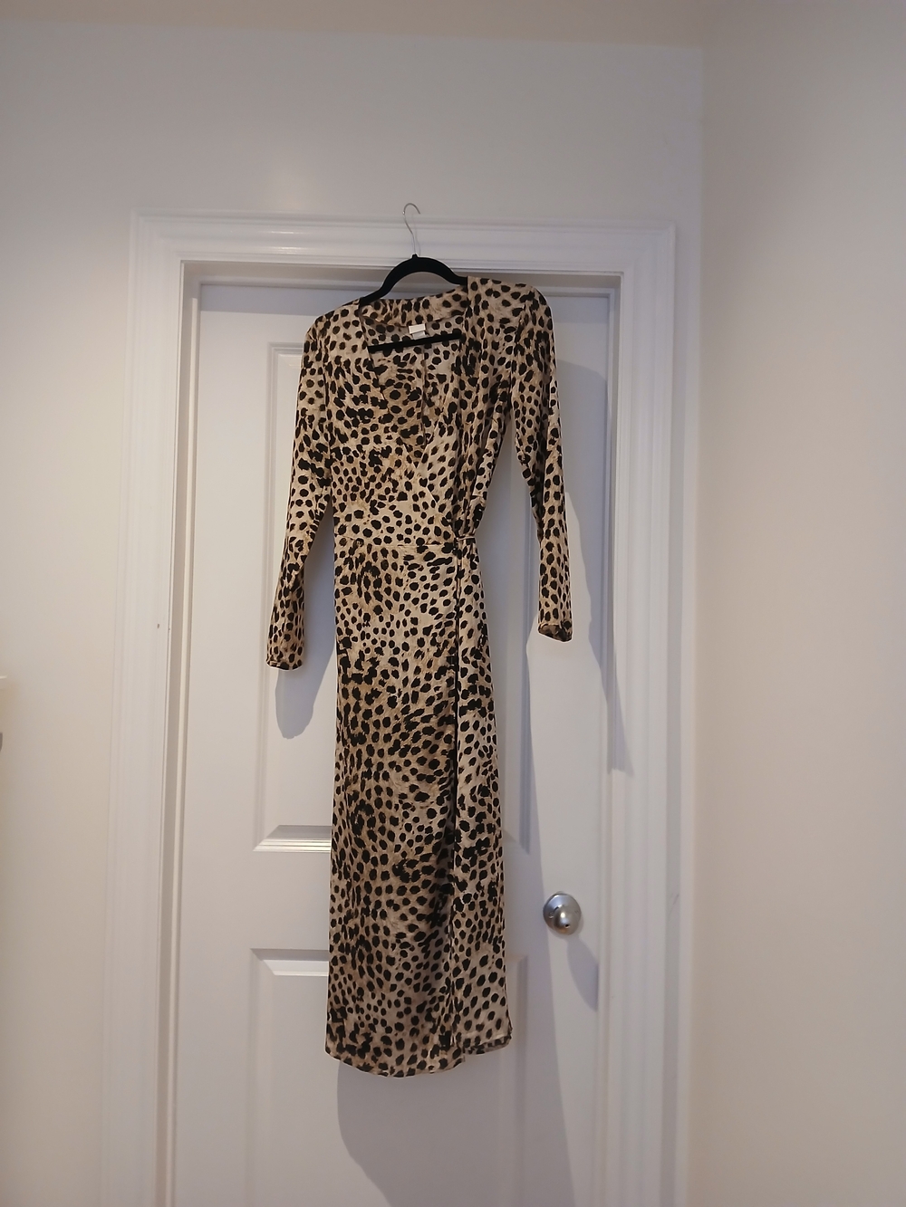 H&M Beige and Black Leopard Wrap Maxi Dress
